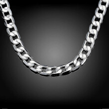 (60cm 24inches, One size) 925 Sterling Silver Necklace For Men's 20/24 Inches Classic 8mm Chain Luxury Jewelry Wedding Christmas Gifts Zxm