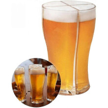 (As show, One size) 4 In 1 Beer Glasses Mug Set Super Schooner Cup Separable 4 Part Beer Cup Stein Party Mug