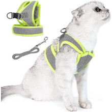 (M, Blue) Cat Harness And Leash Set For Walking, Escape Proof Soft Adjustable Vest Harnesses For Cats,breathable Lightweight Easy Control Outdoor Vest