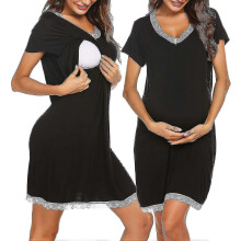 (As show, One size) 3 In 1 Delivery/labor/nursing Nightgown Soft Maternity Hospital Dress