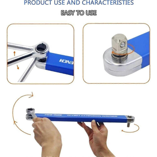 (As show, One size) Pro Zero Offset Extension Wrench New Impact Multifunctional Drive Adapters 2