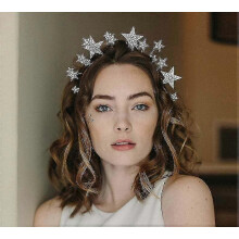 (2pcs, One size) Star Headbands, Star Rhinestone Headband For Women Girls, Bridal Princess Crystal Tiara Crown Wedding Headpiece