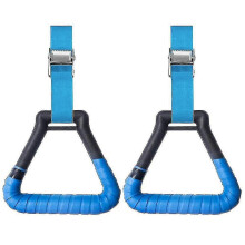 (Red, One size) 2pcs Gymnastic Rings With Adjustable Buckle Straps Professional Fitness