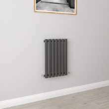 (Single 600x413mm, Anthracite) Designer Oval Column Radiator Central Heating