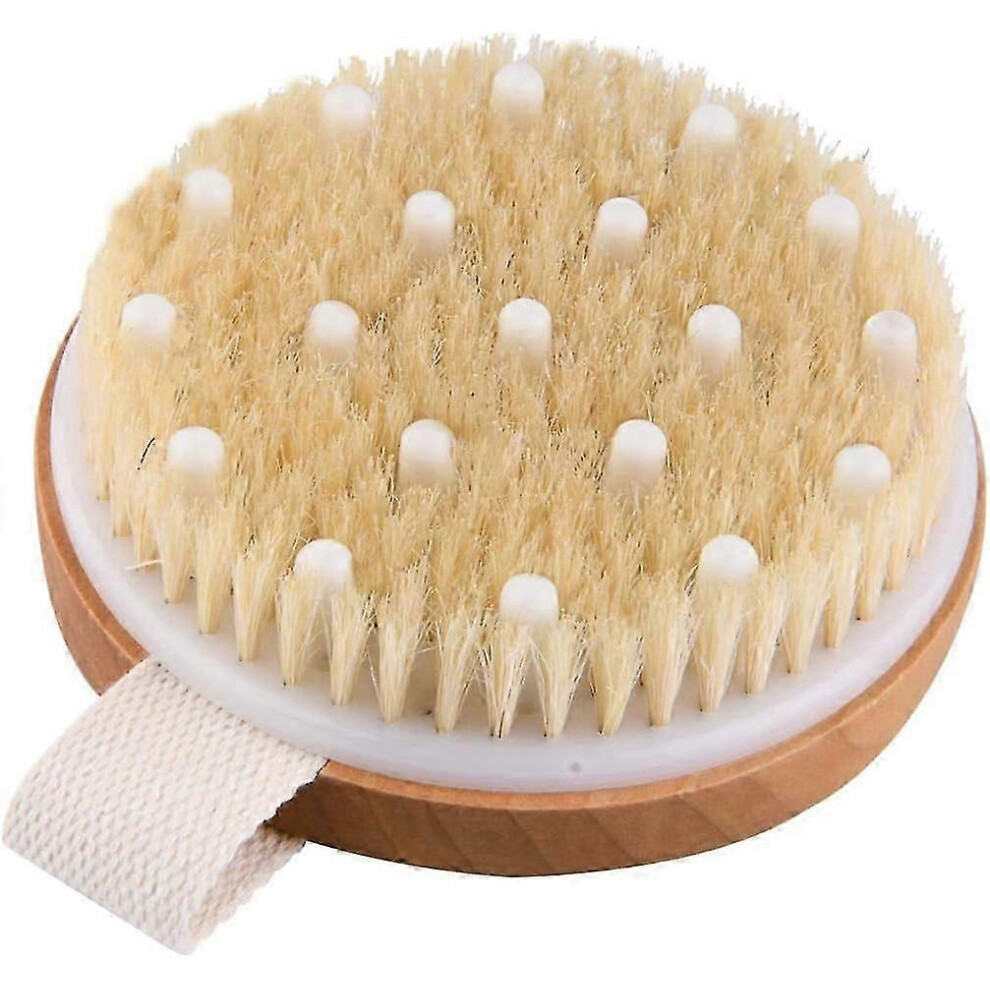 (As show, One size) Natural Bristle Body Brush - Exfoliating Bath Brush for Skin and Lymphatic Functions