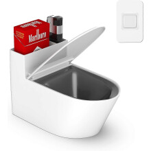(As show, One size) Ashtray, Toilet Shape Ashtray with Lid, Indoor Table Ashtray, Wall Mount Toilet Ashtray, Decorative Ashtray for Office, Home, Toilet, White