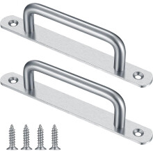 (As show, One size) 2 Pieces Sliding Barn Door Handle - 224MM, Sliding Door Handle Pull with Stainless Steel Plate for Barn Doors Wardrobe Closet