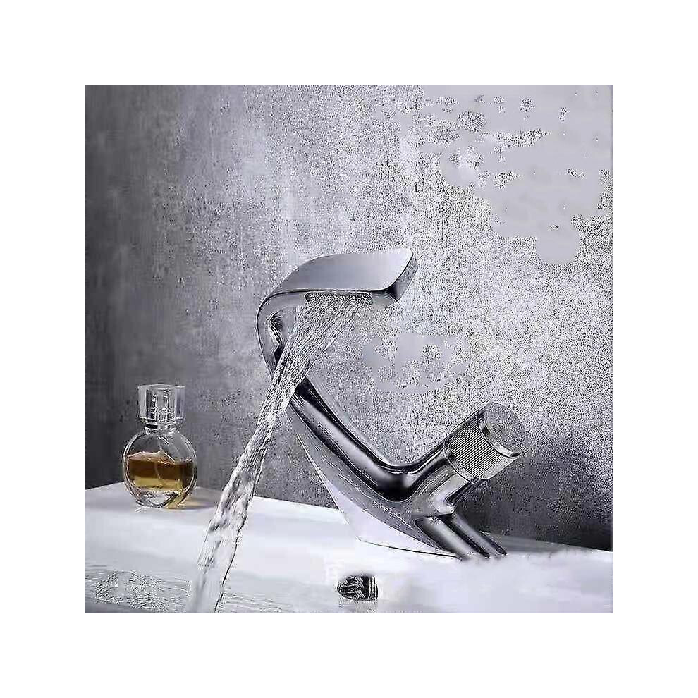 (As Show, One Size) Black Basin Faucet - Bathroom Mixer Tap - Solid Basin Waterfall Faucet - Super Quality Faucets (Black) B 4632228931277