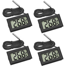 (As show, One size) Mini Digital LCD Temperature Thermometer with Temperature Probe Sensor Tester for Fridge Freezers Aquarium (4X Black)