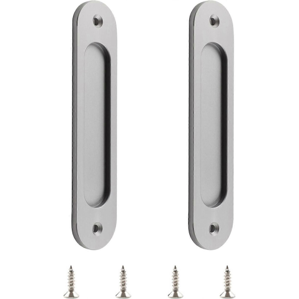 (As Show, One Size) 2 Pack Matte Aluminum Alloy Oval Sliding Door Handle With Screws For Sliding Barn Door 4632228927010