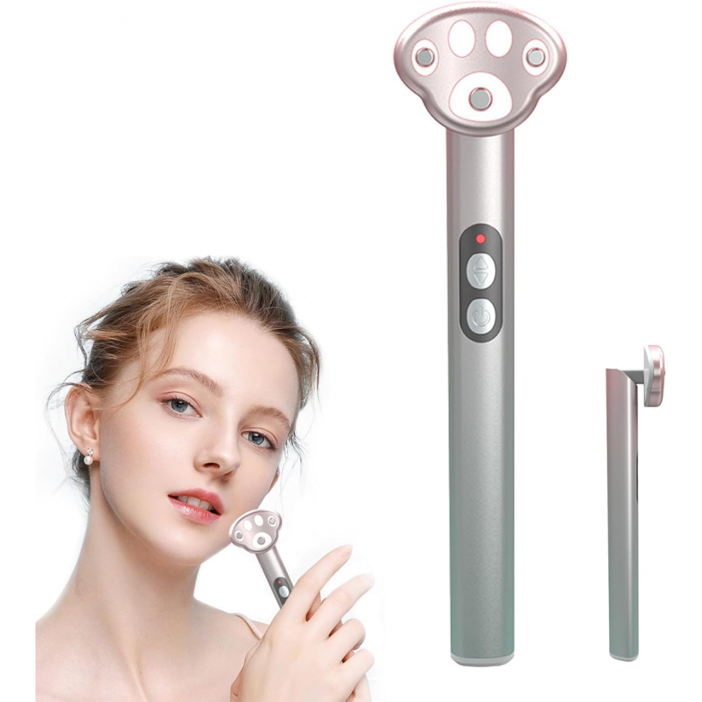 Light Eye Massager, Anti-Wrinkle Eye Massage With Heated And Vibration Electric Ems Facial Massager 7 Color Therapy Rechargeable Sonic Massager