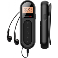 Portable FM Radio: Rechargeable Pocket Transistor with LCD Backlight, Stereo Sound & Belt Clip for Walking Jogging