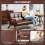 Homcom HOMCOM Compact Small Sofa with Solid Wood Frame, Vintage 2 Seater Sofa Brown 4