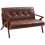 Homcom HOMCOM Compact Small Sofa with Solid Wood Frame, Vintage 2 Seater Sofa Brown 2