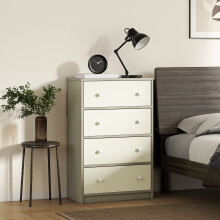 (White) HOMCOM Chest of Drawers, 4 Drawer Dresser for Bedroom