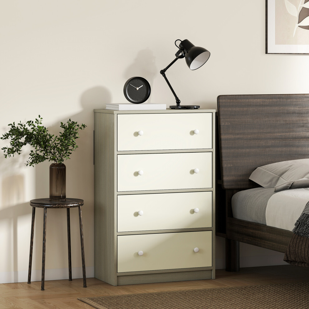 (White) HOMCOM Chest of Drawers, 4 Drawer Dresser for Bedroom