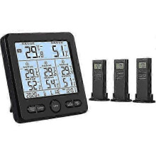 Wireless Weather Station with 3 Outdoor Sensors - Digital Indoor/outdoor Thermometer And Hygrometer - Backlight And Audible Alerts