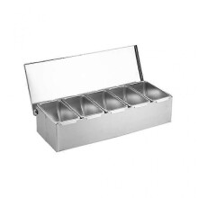 (Five grid)Household Grid Spice Container Set Seasoning Box Stainless Steel Seasoning Box Seasoning Storage Jar With Cover