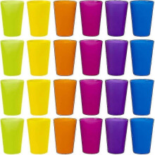 24 Pcs Reusable Plastic Cups, 6 Bright Colors Plastic Cups for Kids, Camping