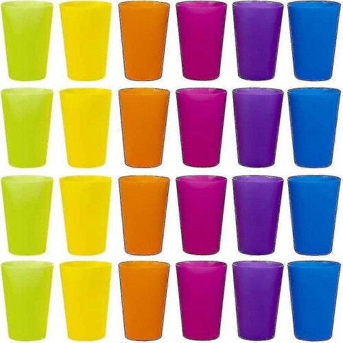 24 Pcs Reusable Plastic Cups, 6 Bright Colors Plastic Cups for Kids, Camping