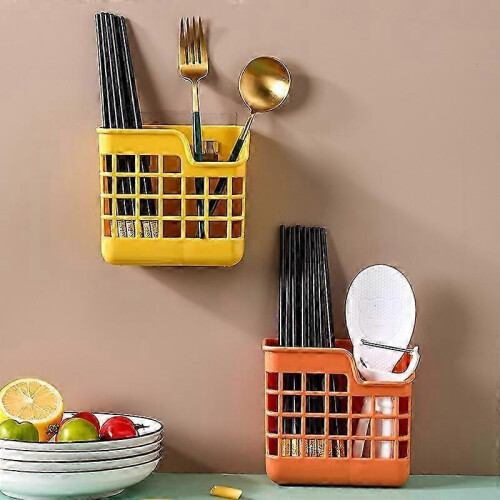 Knife Holder Chopsticks Cage Combination Set Multifunctional Cutlery Storage Box Orange 1