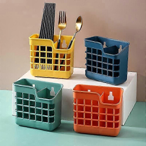 Knife Holder Chopsticks Cage Combination Set Multifunctional Cutlery Storage Box Orange 2