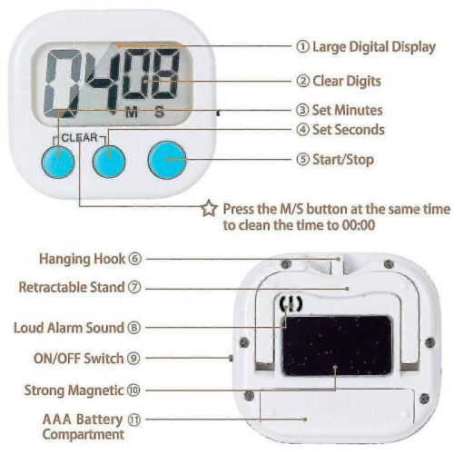 12 Pack Digital Kitchen Timer with On/off Switch, Loud Alarm 1