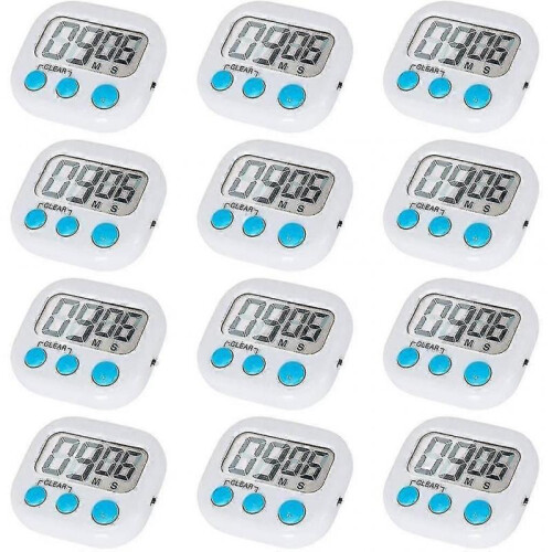 12 Pack Digital Kitchen Timer with On/off Switch, Loud Alarm