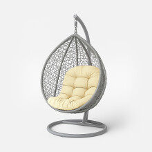 (Cream) Homescapes Garden Round Egg Chair Swing Cushion