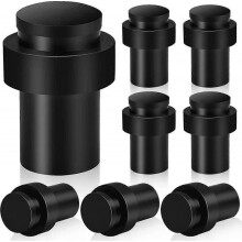 Set Of 8 Black Heavy Duty Stainless Steel Door Stops for Baseboards, Modern Tall Door Stops with Rubber Sound Dampening