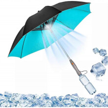 (blue) UV Blocking Umbrella with Fan 3 in 1 with Mister Sun Umbrella for Travel Fishing 2024 New