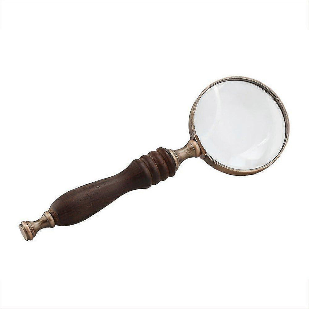 Kikidex Brown (As Show, One Size) Ebony Handle Metal Magnifying Glass, Classical Nostalgic Retro Hand-Held Gift