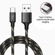 (Black, One size) 5m Type C Nylon Woven Data Cable Usb C Data Sync Long Fast Charging Wire Cord For Huawei Samsung Galaxy Mobile Phone Device Charger