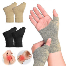 (L, Black) Compression Therapy Gel Filled Thumb Hand Wrist Support Gloves For Tenosynovitis Arthritis