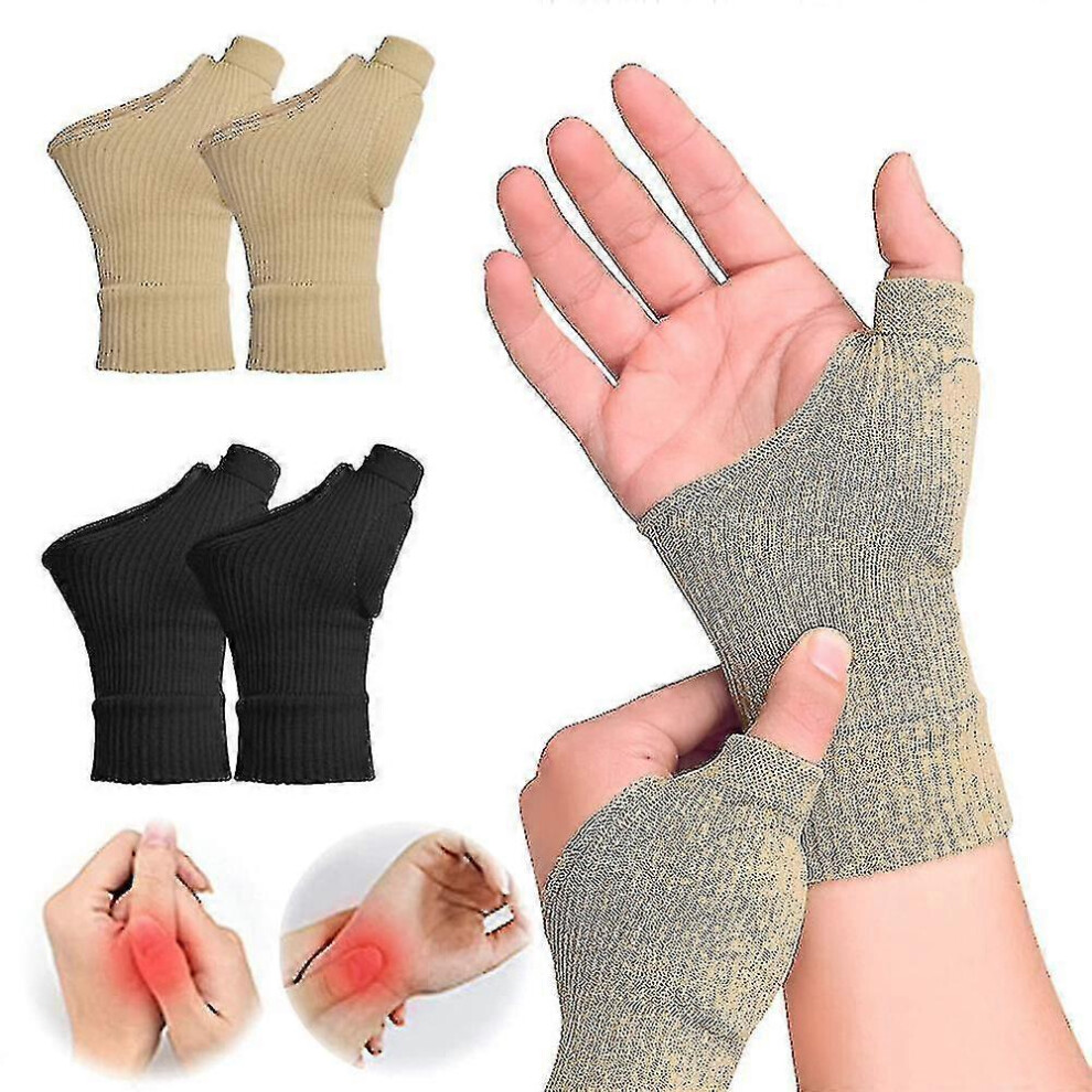 Kikidex Black (L, ) Compression Therapy Gel Filled Thumb Hand Wrist Support Gloves For Tenosynovitis Arthritis