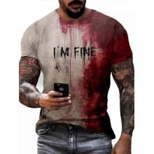 (114972xl) Cheap Halloween Shirts Clearance Gift Fall Black Funny Novelty Im Fine Bloody Shirt Halloween Bloody Cloth