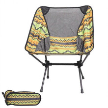 (F Ethnic Yellow) Camping Chair Portable Folding Chairs Ultralight For Outdoor Travel Beach BBQ Hi