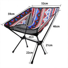 (E Ethnic Red And White) Camping Chair Portable Folding Chairs Ultralight For Outdoor Travel Beach BBQ Hi