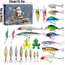 Advent Calendar Fishing Christmas Countdown - 24 Days Fishing Lures Set for Fisher Adult Men Teen Boys - 2024 Xmas Surprise Gift