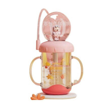 (Pink Sea Lion) Drinking Cup With Whale Squirt, Weighted Sippy Cups With Adjustable Straps