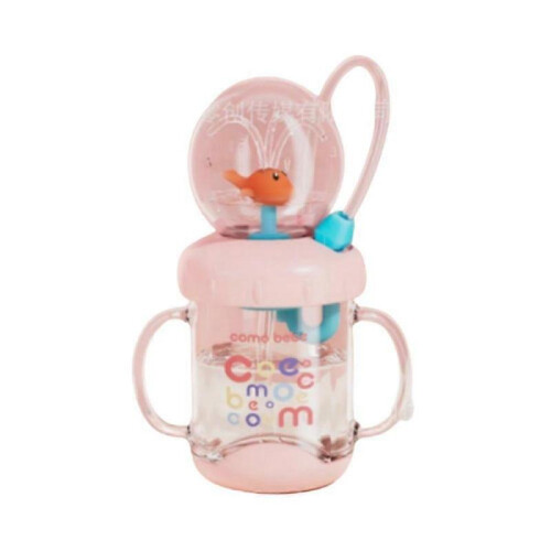 (Pink Whale) Drinking Cup With Whale Squirt, Weighted Sippy Cups With Adjustable Straps