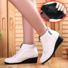 (39, White) Winter Boots Women 2022 Women Snow Boots Wedge Heels Winter Women Warm Fur Casual Zip Women's Botas Mujer Costume