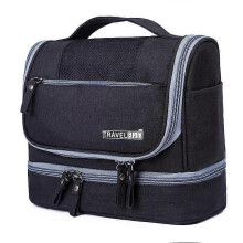 (black) Travel Wash Bag Hanging Toiletry Large Capacity Shaving Gym Makeup Bag 2024