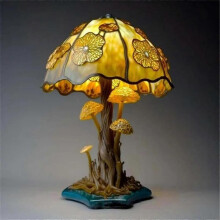 Mushroom Lamp - Colorful Painting Mushroom Table Lamp, New Resin Plant Series Table Lamp,Vintage Mushroom Decorations Light for Bedrooms Living Room H