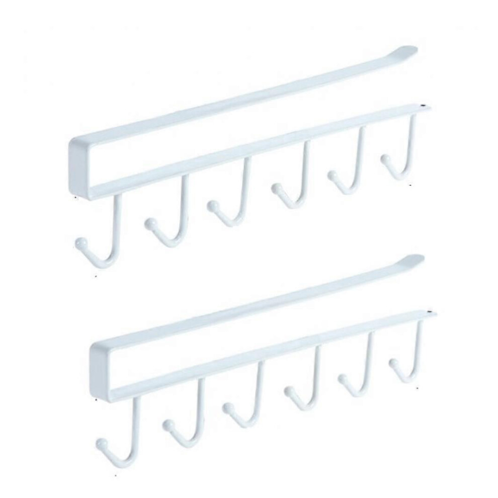 (As Show, One Size) White2pcs Cup Wine Cups Glasses Storage Hooks Kitchen Utensils Ties Belts And Scarf Hanging Rack Holder Hook Under Cupboard Cabine 4632228924019