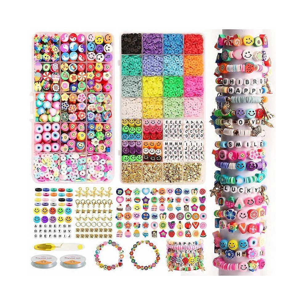 (As Show, One Size) Polymer Clay Beads For Bracelet, Flower Smiley Heishi Beads Spacer Handmade Clay For Children Diy Earrings Necklaces Diy Jewelry 4632228901669