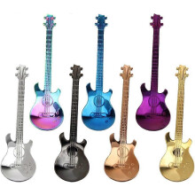 (As show, One size) Stainless Steel Coffee Spoons 7 Pieces Guitar Coffee Spoons Small Spoons Long Handle Spoons for Mixing Milkshake Tea Dessert Drink