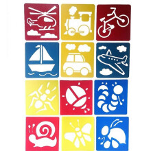 (As show, One size) 12 Pieces Stencil Drawing Painting, Transport and Animals Stencils for Learning Painting, DIY
