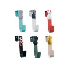 (As show, One size) Set of 6 Pieces Metal Nail-Free Door Hook, Simple Cat, Cute Animal, Bathroom Door Hook