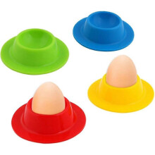 (As show, One size) Colorful Silicone Egg Cups, Set of 4 Colored Silicone Egg Cups, Portable Round Egg Cups Holder, Washable